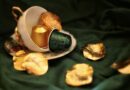 coffee, capsule, gold, coffee cup, green, elegant, cup, petal, still life, coffee pod