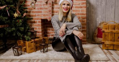 christmas woman, lady, blonde, december, winter, christmas background, celebration, tree, ornament, leather, sparkle, leather outfit, leather woman, nature, high heels boots, xmas, holiday, advent, sexy christmas, brown lady