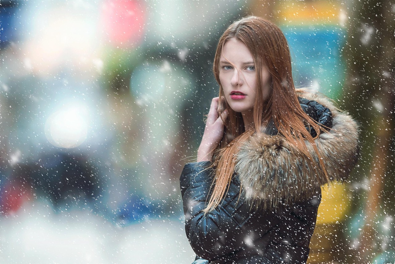 woman, model, fashion, portrait, snowing, snowfall, snow, snow storm, blizzard, nature, winter clothes, winter clothing, winter fashion, stylish woman, modeling, pose, posing, female, winter