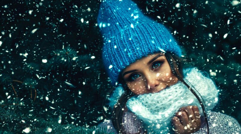 girl, model, nature, portrait, fashion, style, outfit, winter fashion, winter clothes, winter clothing, snow, snowy, winter, bonnet, knitted, scarf, sweater, woman, female, female model, brunette, makeup