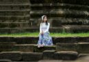 woman, portrait, model, fashion, temple, pose, style, makeup, cambodian, ancient, battambang, nature, hall, asian, costume, sitting, stone, tourist, east asia, cultural