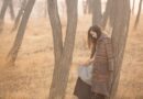 forest, woods, woman, grass, nature, girl, thinking, autumn, autumn outfit