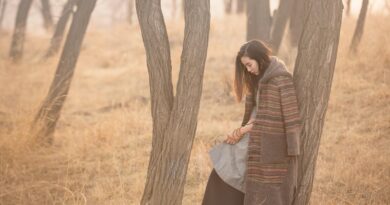 forest, woods, woman, grass, nature, girl, thinking, autumn, autumn outfit