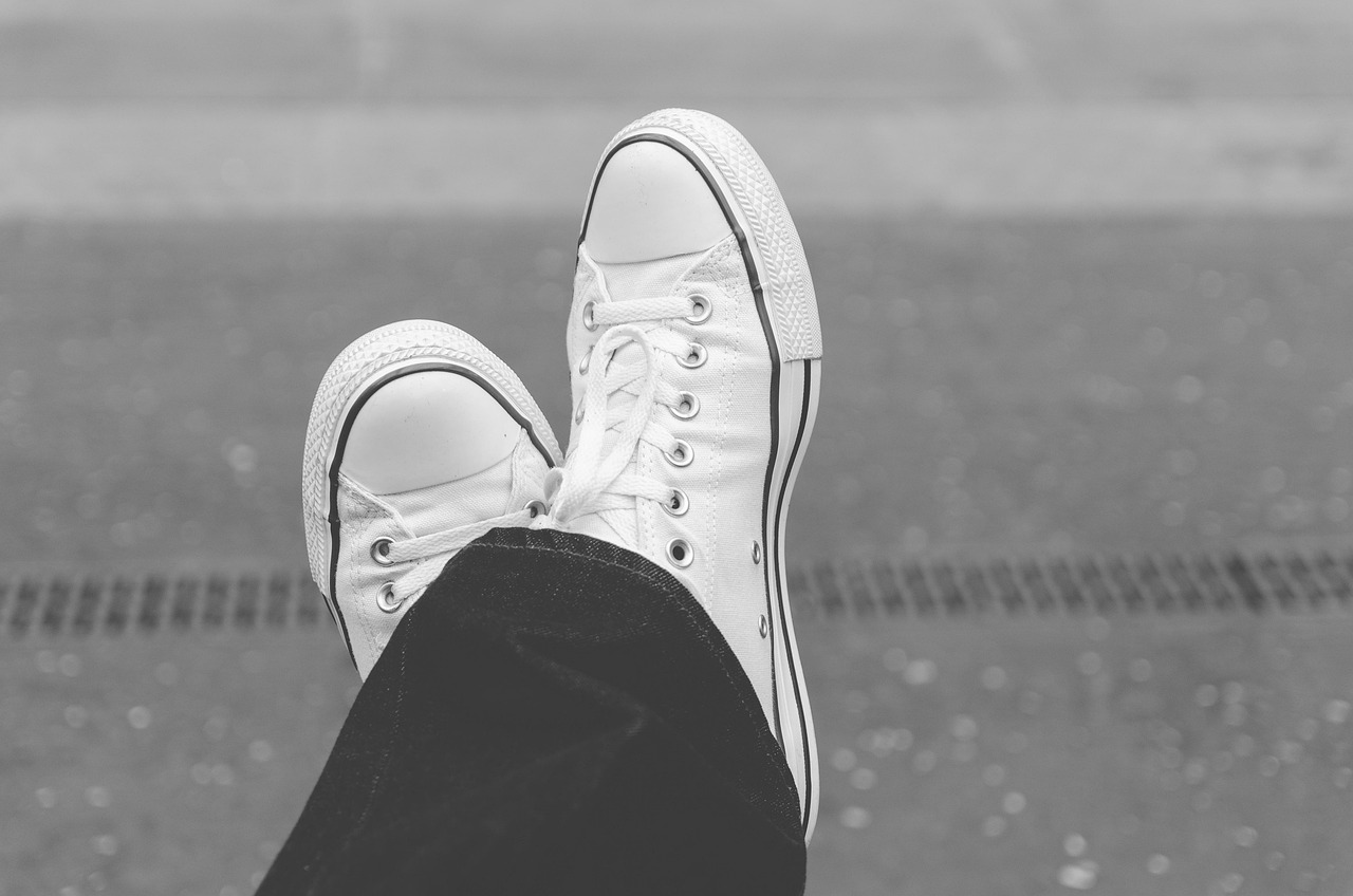 adult, black and white, blur, fashion, feet, foot, footwear, lace, leisure, man, outdoors, pants, person, recreation, road, shoes, sneakers, sport, summer, travel, wear, woman, gray travel, gray fashion, gray road, gray summer, nature, gray sports, gray shoes