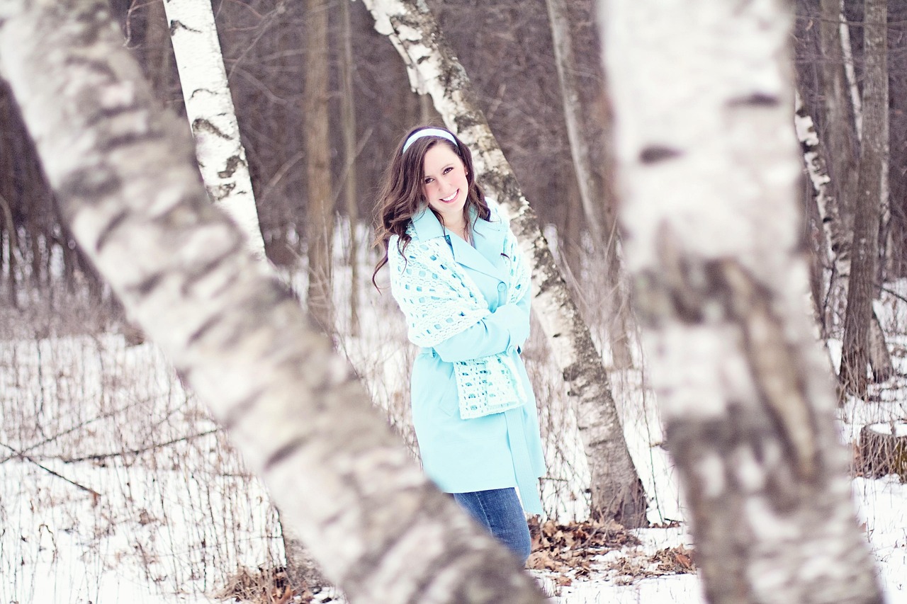 girl, woman, nature, pretty, nice, laughing, happy, snow, winter, cold, aqua