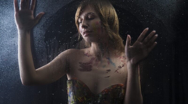 through the glass, drops on glass, portrait, young woman, woman, drama, spray, misted glass, window, through the window, portrait in the window, hands, pose, drama, drama, drama, drama, drama